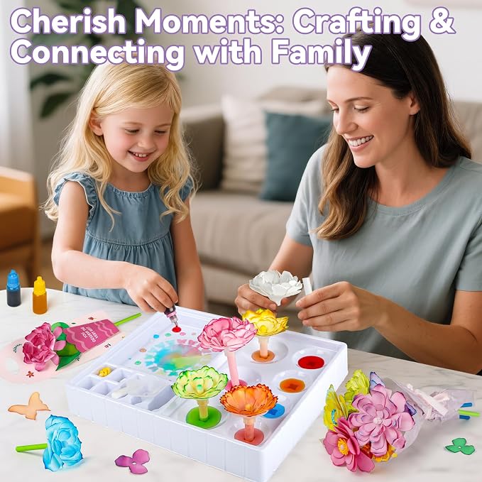 Mimiblooms Paper Flowers Science Kit for Girls, Magic Flower Paper Color Science Dyeing Kit, Arts&Crafts for Kids Age 8-12, Science Experiments Color Changing for Girls 6 7 9 10 11 yr Mother's DayGift