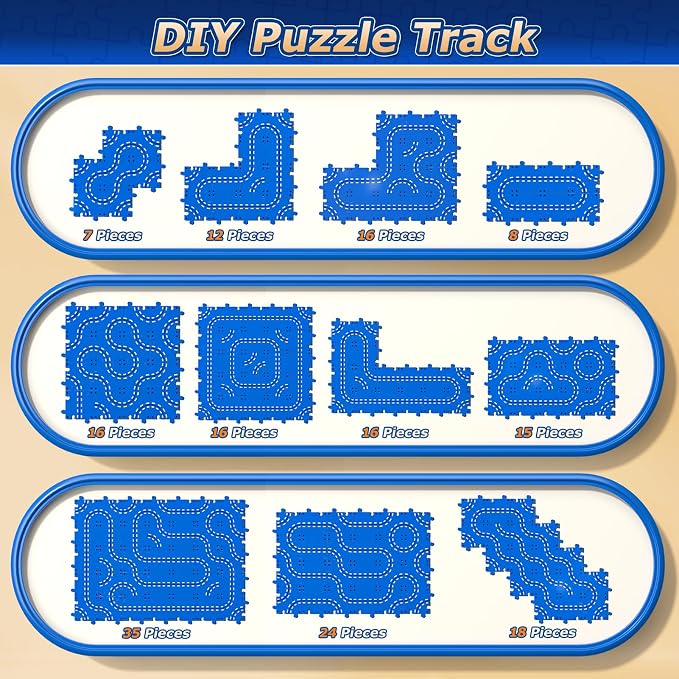 Toddler Toys for 3 4 5 6 Year Old Boys Kids Girls, 96 Pcs Puzzle Track Car Set for Kids Boys Toddlers 3-5 4-6, 4-Tier Puzzle Race Tracks Car Toys Set, Race Track Birthday for Toddlers