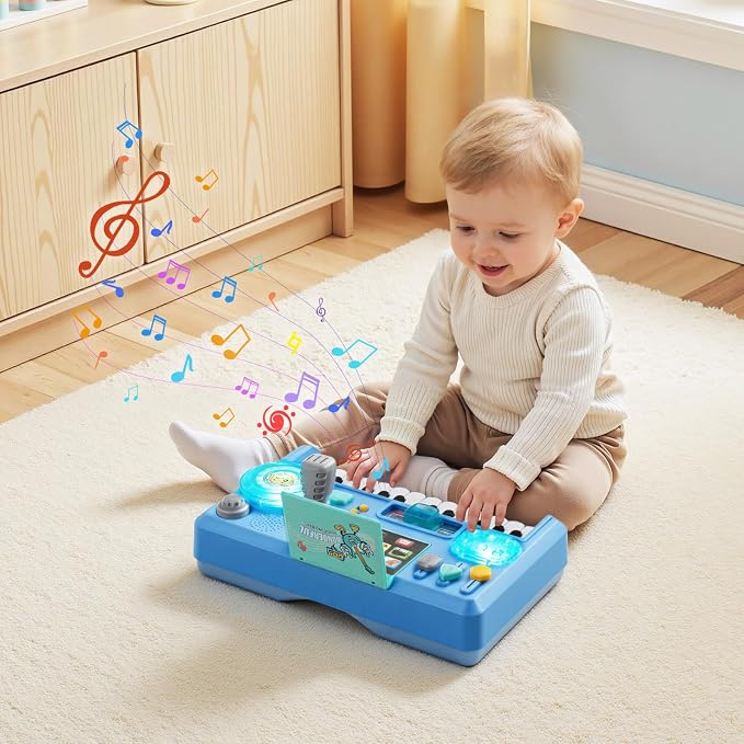 VEVOR Baby DJ Playset for Toddlers 6-18 Months, Educational Musical Table Toys with 133 Sound Sources, Recording and LED DJ Turntable, Baby Activity Table for Birthday, for Kids Aged 6-18 Months