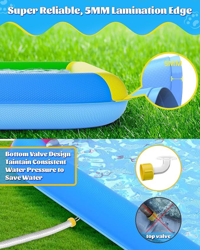 Raxurt Splash Pad, 97"- 72" Non-Slip Splash Pad for Kids and Dogs, Thickened Durable Square Dog Pool with Sprinkler Summer Outdoor Water Toys for Toddler Girls Boys Children Pet