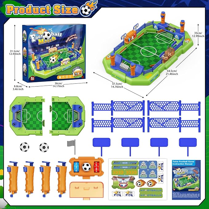 Fortand Soccer Board Game for Kids, Mini Foosball Table Game for Boys & Girls Ages 3 4 5 6 7 8-12, Finger Football Pinball Interactive Table Games Indoor Sports Soccer Toy Birthday Gifts for Kids 5-8