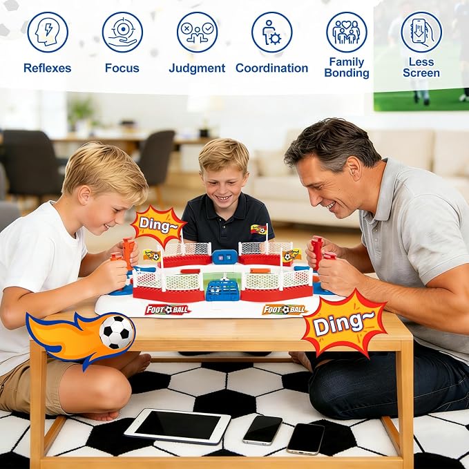 Soccer Board Game for Kids, Mini Football Tabletop Game Toy Interactive Pinball Soccer Toy with Score Counter & Dual Flipper, Indoor Family Tabletop Game, Birthday for Boys Girls Ages 6-12