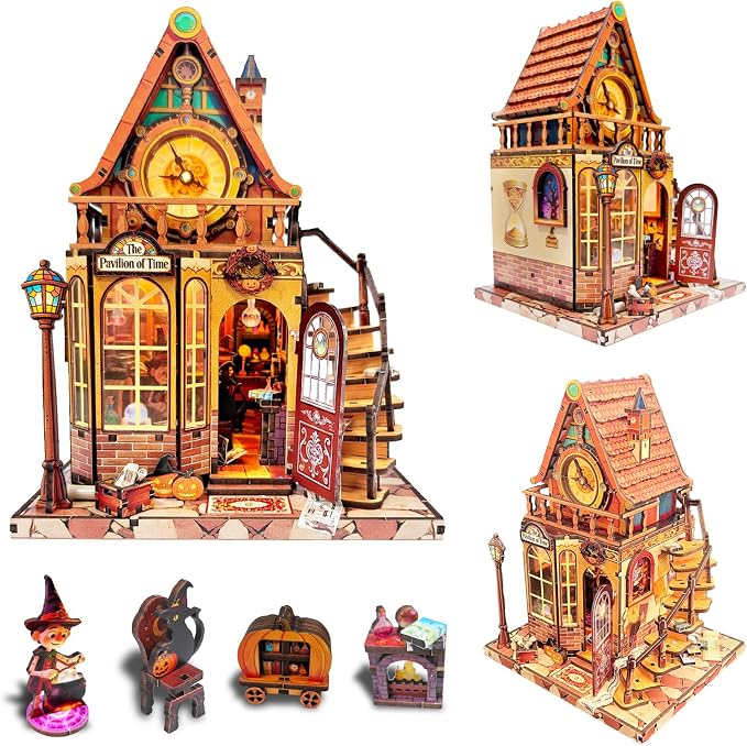 OZJAY DIY Miniature House Kit - 3D Wooden Puzzles for Adults | with LED Lights, Home Decor, Craft Gifts for Christmas Birthday Father's Day