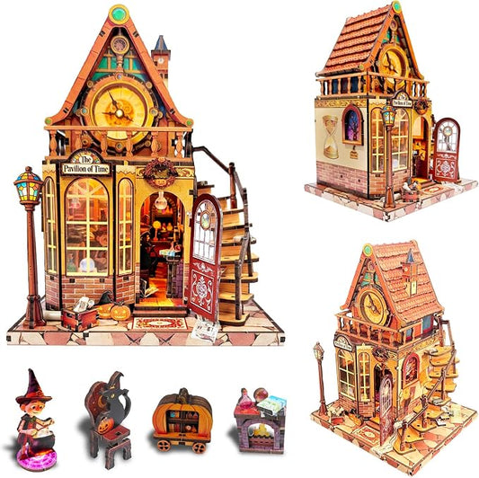OZJAY DIY Miniature House Kit - 3D Wooden Puzzles for Adults | with LED Lights, Home Decor, Craft Gifts for Christmas Birthday Father's Day