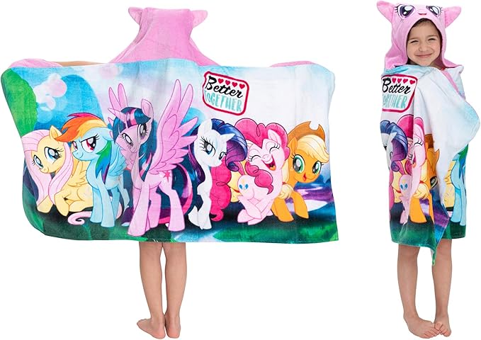 My Little Pony Bath/Pool/Beach Soft Cotton Terry Hooded Towel Wrap, 24 in x 50 in, By Franco Kids