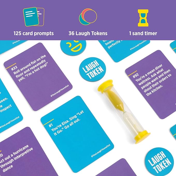 You Laugh You're Out [A Party Game with Hilarious Charades Family Card Games for Adults & Teens | Great Birthday Gift | 125 Prompt Cards Fun for Family Game Nights & Parties | Ages 14+]