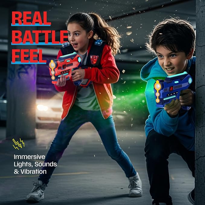 Halo Sport Laser Tag Set of 4 - Gifts for 8 9 10 11 12 13 Year Old Boy Gifts Birthday - Toys for Boys Ages 8-12 Years - Teens Boys Toys Age 8-10 Years Gift - Lazer Tag Guns & Vests (4 Pack)