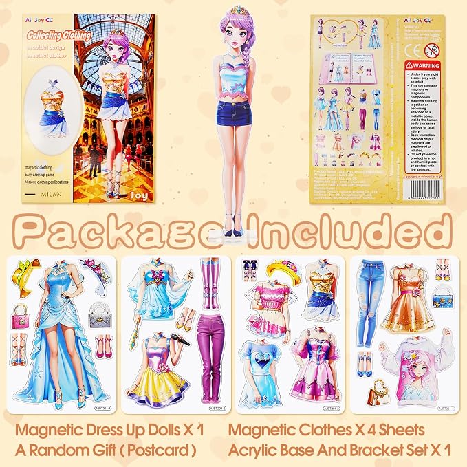 PainZieteg Magnetic Dress Up Dolls, Magnetic Princess Dress Up Paper Dolls, Magnetic Dress Up Dolls for Girls Ages 4-10 Learning Created Imagine Set Birthday Gift (Joy)