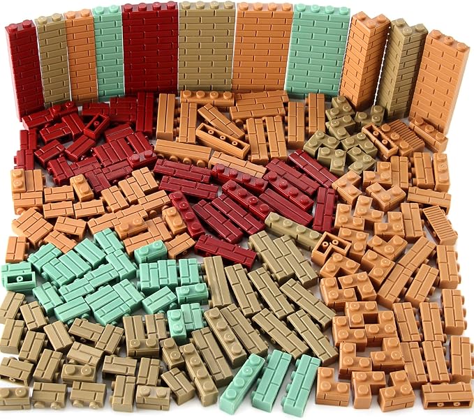 Masonry Bricks Set - Compatible with Major Brands Building Blocks, 260 Pieces Bulk 1x2 1x3 1x4 and Corner Bricks for DIY Wall House Construction Gift for Kids (Multicolored)