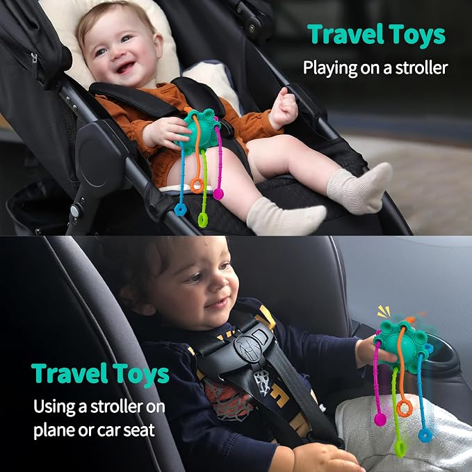 Montessori Pull String Toy Silicone Travel Toy | Food Grade Silicone Early Development Toy, Fine Motor Skills Sensory Toys, Montesorri Gifts (Spearmint)