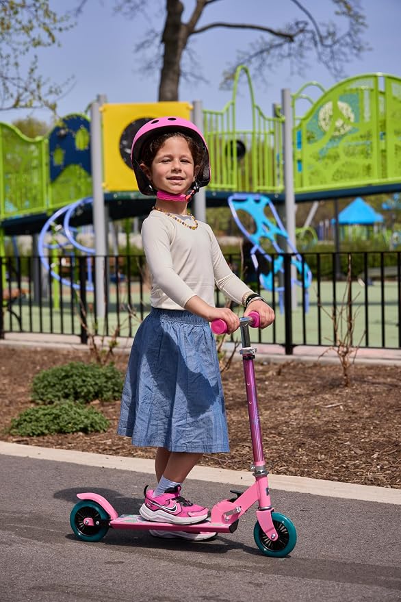 Limited Too Kick Scooter for Girls 5-12 Years, Light-Up Wheels, Glitter Deck, Adjustable Handlebar, Foldable 2-Wheel Kids Scooter, Holds up to 75 lb