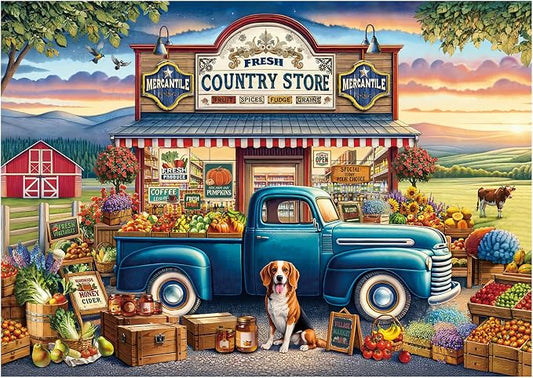 Rocorose Jigsaw Puzzles for Adults 1000 Pieces, Country Shop Puzzle Challenging Game Night Jigsaw Puzzle with Families Great Gift Home Decoration Fruits and Vegetables Large Puzzles