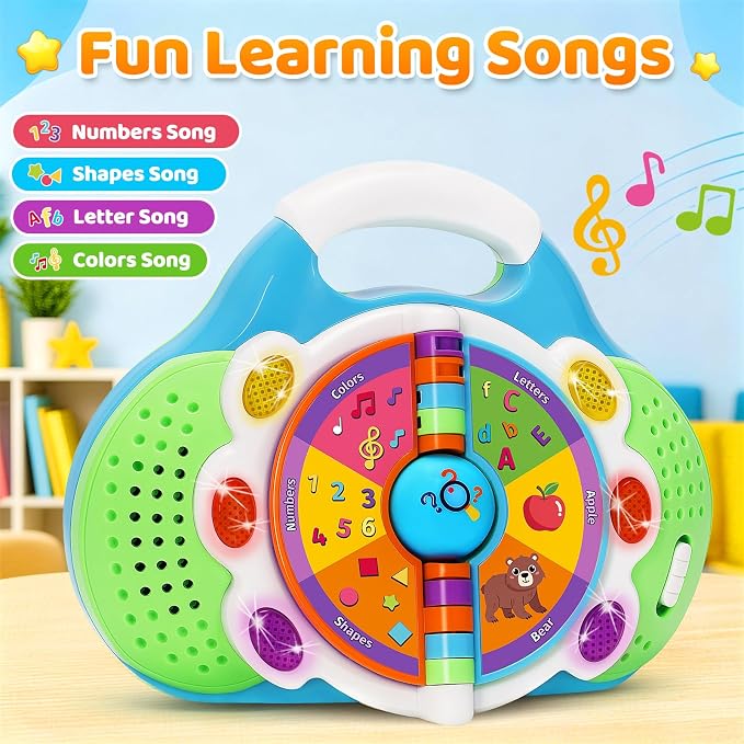 BainGesk Learning Toys for 1 2 3 Year Old Boys Girls, Musical Alphabet Flip Toys with Sound and Light, Educational Toys for Toddlers, Christmas Birthday Gift for Baby