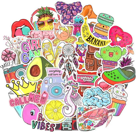 QTL Cute Stickers for Tween Girls Gifts, Waterproof Vinyl Party Favor Stickers, Easter Basket Stuffers, Birthday Gifts, Laptop Water Bottle,50PCS
