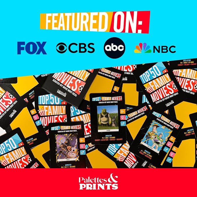 Premium Family Movie Night Scratch Off Cards – Gifts For Families – Kids Movie Game For Movie Lovers, Family Date Night, Sleepovers – Family Night Ideas - Family Experience Gifts - Movie Night Gift