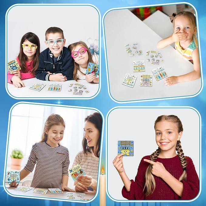 Realspring 24 Pack Hanukkah Color Your Own Jigsaw Puzzles for Kids 3-5, 4-6, 6-8, Coloring Crafts DIY Paper Puzzles Party Favors Gifts for Toddler Children Learning Education Toys