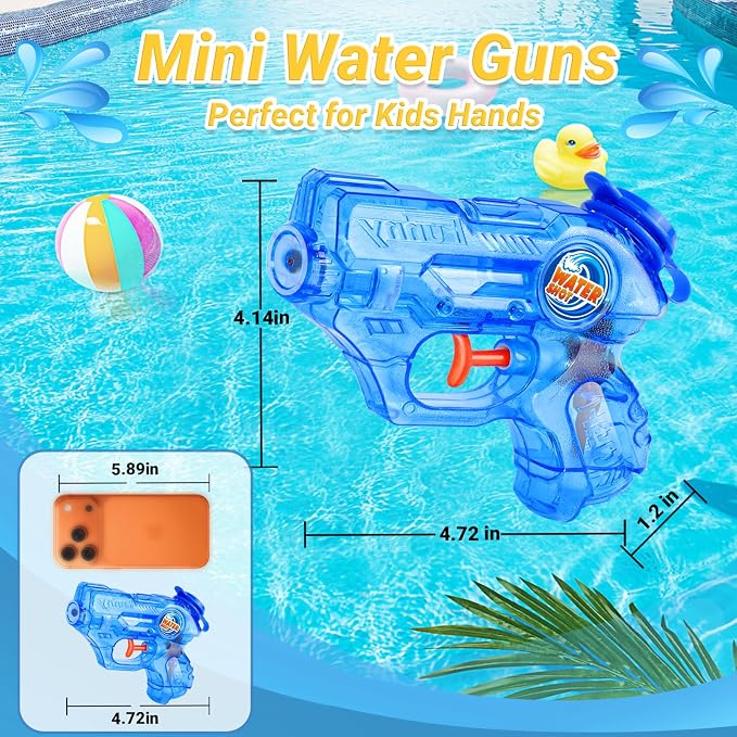 Water Gun for Kids Toddler: 6 Pack Mini Water Guns Squirts Small Soaker Pistol Super Blasters with Trigger for Boys Girls Summer Swimming Pool Beach Water Outdoor Fighting Party Bath Ideas Gift Toys