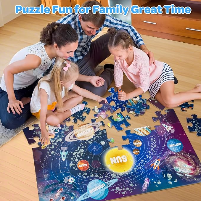 Jumbo Floor Puzzle for Kids, 48 Pieces Large Solar System Jigsaw Puzzles for Kids 3 4 5, Toddler Learning Preschool Educational Toys for 4-8, Birthday for Boys Girls