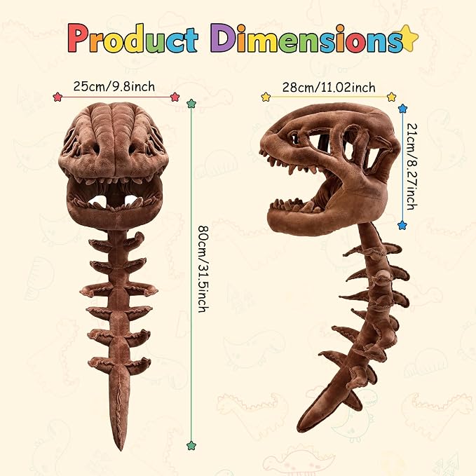 Dinosaur Skeleton Costume, Wearable Spinosaurus Skull Mask & Spine, Silly Dino Skeleton Halloween Costumes Outfit