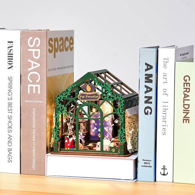 TOYQI Mini House Kit, DIY Miniature Dollhouse Book Nook Kits for Adult | 3D Wooden Puzzle Booknook with LED Light, Diorama Building Home Decor Gifts for Family Lovers