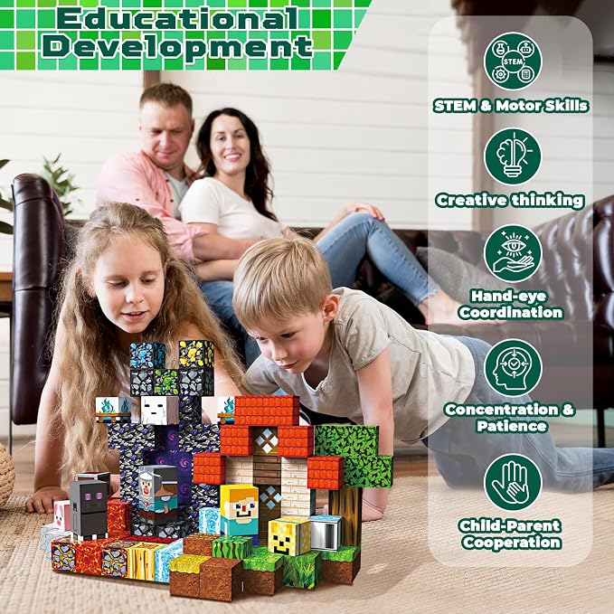 GraceDuck 100 PCS Magnetic Blocks - Magnetic Building Blocks, Stacking Magnets for Kids, Sensory Toy for STEM Montessori Sensory Toys for Kids 3+ Boys and Girls Christmas Birthday Gifts