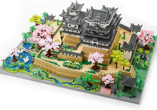 JXRLMB Japanese Micro Building Blocks Sets for Adults 10080 PCS Japan Himeji Castle with Cherry Blossoms Model Kit Big Architecture Landmarks Collection Kit