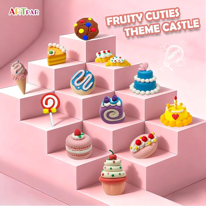 ARTPAR Air Dry Clay Kit,12 Desserts Modeling Magic Clay for Kids Sculpting Set, Ultra-Light & Soft, Safe and Non-Sticky | DIY Art & Crafts Fun Kitchen Toys, Home Party Favors for Boys & Girls