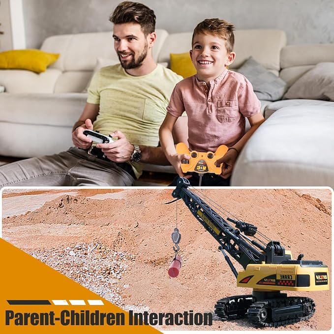 Jiakora Remote Control Crane Toy, 1:14 Scale RC Construction Vehicle with Metal Hook & 2 Batteries Included - Realistic Engineering Toy Truck, for Boys Girls 3 4 5 6 7 8 Years Old