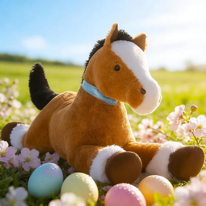MaoGoLan Giant Horse Stuffed Animal, Large Horse Plush Toy for Girl Boy Kids, Big Ridable Stuffed Pony Plush Pillow for Mother's Day Birthday Gifts or Party Favor Decor, 33 inches, Tan
