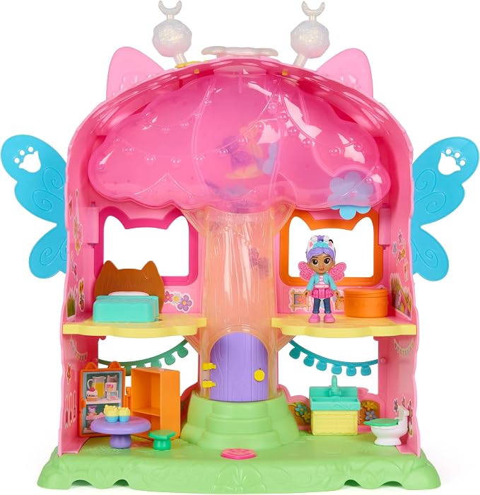 DreamWorks Gabby's Dollhouse Fairylandia Flutter Magic Fairy Playset with 8 Fluttering Fairies & Exclusive Gabby Toy Figure, Engaging Pretend Play Toys for Kids & Preschool Toys for Ages 3+