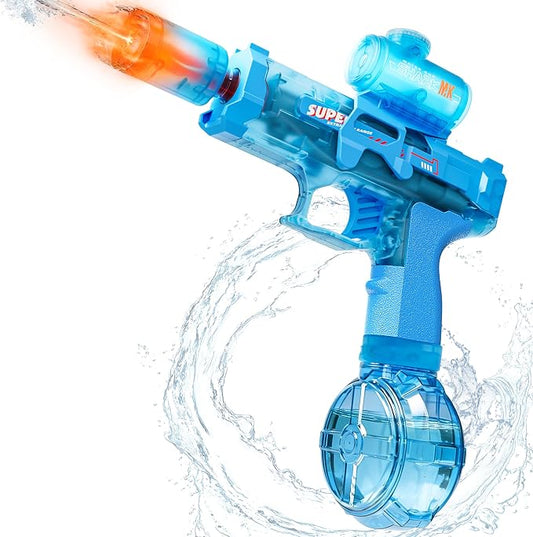 Electric Water Gun for Kids Automatic Squirt Gun with LED Flame Effect & Realistic Slide Action, Lightweight Rechargeable Water Blaster for Outdoor Summer Pool Beach Night Toys
