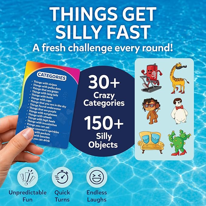 Skillmatics The Silly Disc – Pool Party Game for Kids, Teens & Adults, Funny Spot & Shout Game, Swimming Pool Toy, Outdoor Family Activity, Summer Game, Hilarious Gift for Ages 8, 9, 10 & Up