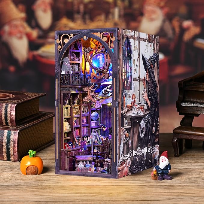 Book Nook Kit DIY Miniature House Dollhouse Judy's Magic World | 3D Wooden, Bookshelf Nook Story, Mini House Gifts, For Adults