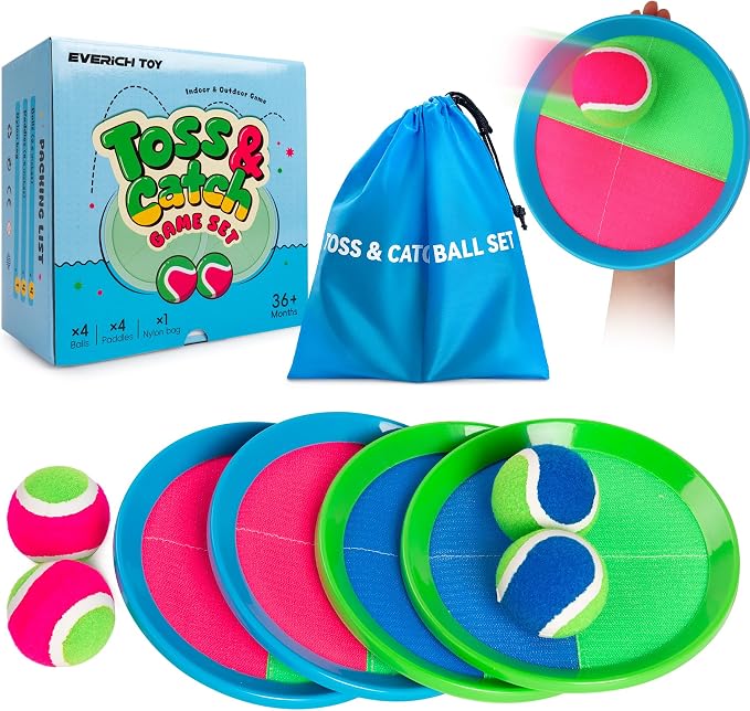 Upgraded Toss and Catch Ball Game Set, Beach Pool Toys Outdoor Games for Kids Toys, Outside Family Lawn Yard Games, for Boys Girls 3 4 5 6 7 8 9 10 11 12 Years Old