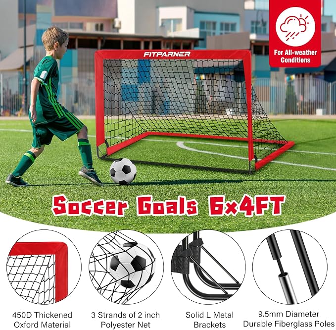 Soccer Goal,Backyard Soccer Goals for Kids 2 Pack,4x3/6x4 FT Portable Toddler Soccer Nets with Target,Ball & Cones,Soccer Training Equipment for Kids Youth Outdoor Games,Sports,Play