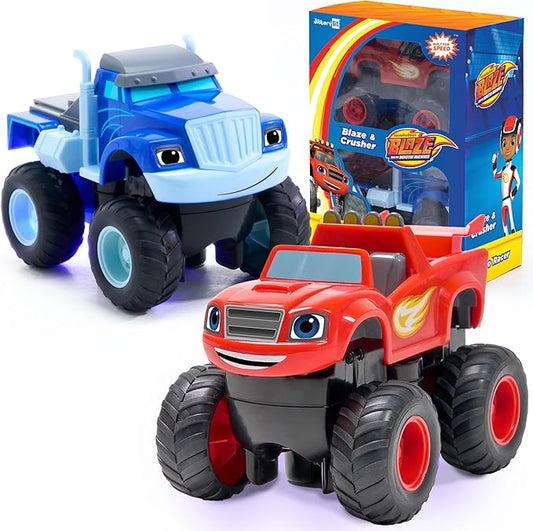 Blaze and Crusher Monster Turbo Truck Rechargeable 1:24 Racers Toy - Blaze and the Monster Machines Christmas & Birthday Gifts for Kids, Boys, and Girls 3-8