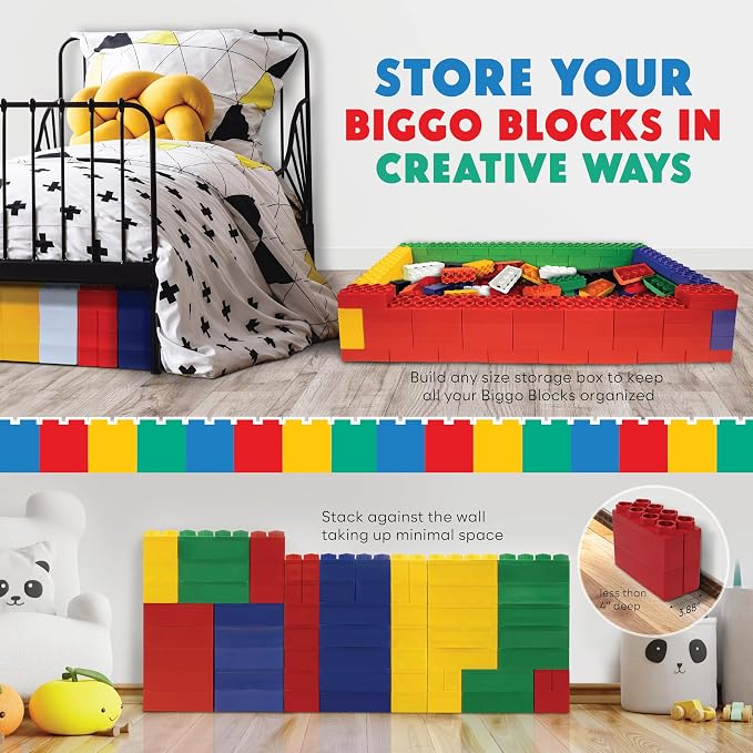 BiggoBlocks Big Blocks for Kids Ages 4-8, Indoor & Outdoor Blocks for Kids Jumbo Games, Large Building Blocks (24 PC) Beginner Set