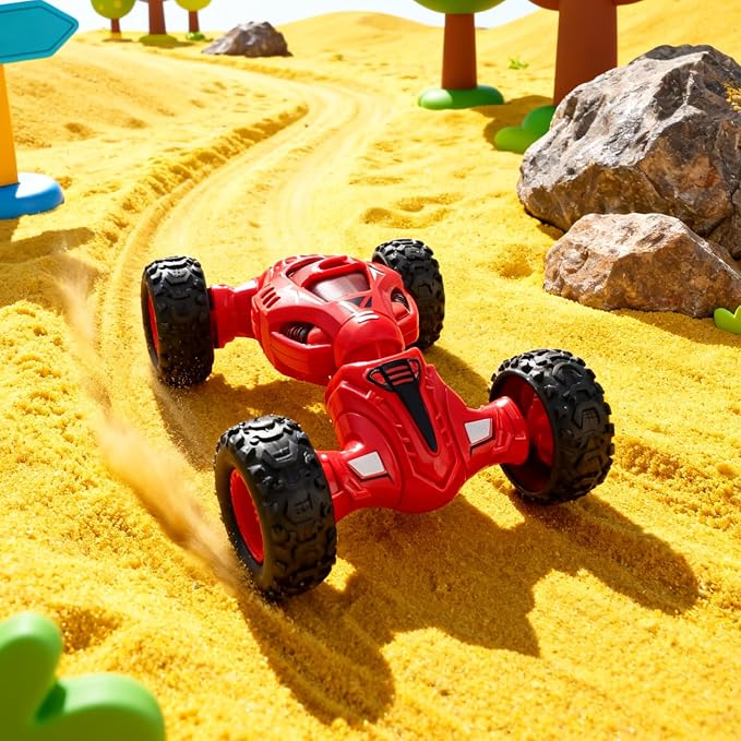 Friction Powered Toy Car for Kids, Press and Go Off-Road Push Car, Durable Shock-Resistant Vehicle, No Batteries Required, Toy Car for Boys & Girls Ages 3 (Red)