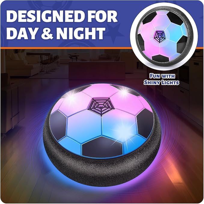Officygnet Hover Soccer Ball for Kids, Indoor Toys Games Gifts for Boys Age 6, 7, 8, 9, 10, 11, 12 Years Old, Air Floating Light-Up Soccer Toys Games for Kids 6-8, 8-12, Ideal Easter Birthday Gifts