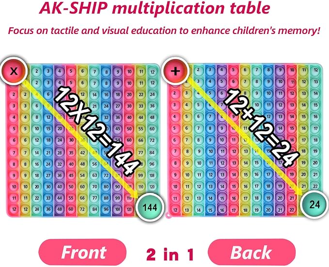 Macaron Multiplication Table Game and Addition Numbers pop Flash Cards Fidget Math Toys, Stress Relief Fidget Learning Game Fidget Math Toys （1 PCS）