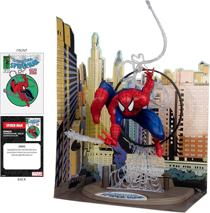 McFarlane Toys - Marvel Spider-Man 1:6th Scale Posed Figure with Scene & Comic (Based on The Amazing Spider-Man #301)