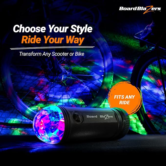 Board Blazers Disco Scooter Lights for Night Riding, Kid Stocking Stuffers, Bike Light for Kids, Christmas Accessories Kids, 3 AAA Batteries Required