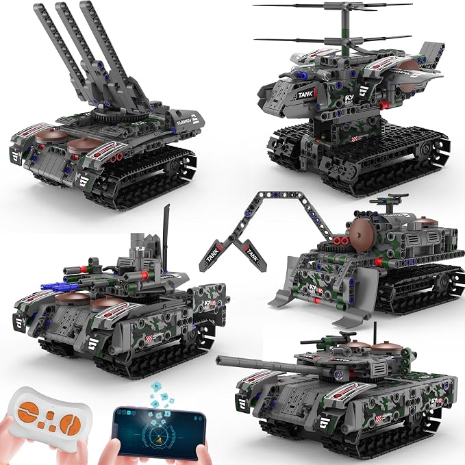 5-in-1 STEM Robot Building Kit, 389Pcs Remote Control & APP Controlled DIY Robot Toys, Educational Science Building Blocks, for Kids Boys Girls Ages 8-14
