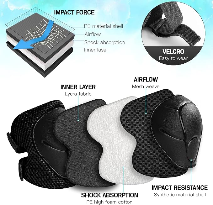 Wemfg Kids Protective Gear Set Knee Pads for Kids 3-14 Years Toddler Knee and Elbow Pads with Wrist Guards 3 in 1 for Skating Cycling Bike Rollerblading Scooter