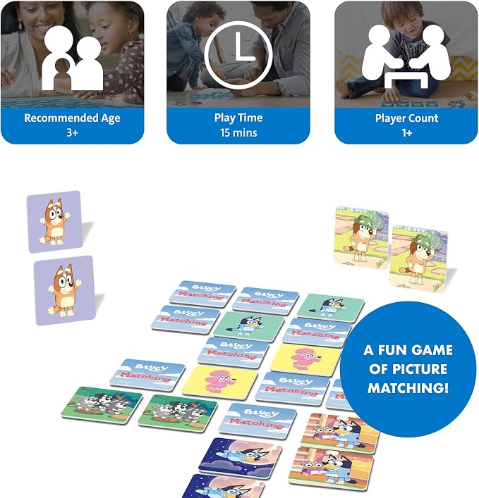 Wonder Forge Bluey Matching Game - Family & Toddler Games - Educational Toys - Memory & Brain Games for Kids Ages 3-5, Indoor Recess