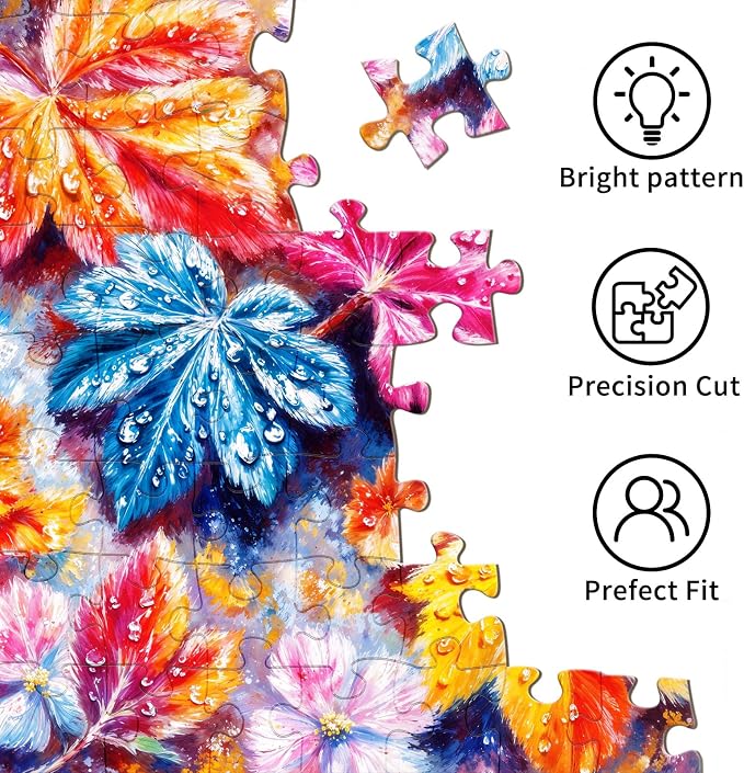 Puzzles for Adults 1000 Pieces, Jigsaw Puzzle for Adults, Fun Challenging Puzzle, Colorful Autumn Leaves Puzzles Game, Interlock Perfectly No Dust, Gifts for Easter Mother’s Day