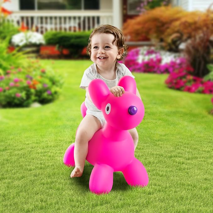 Bouncy Animal Hopper for Toddlers, Balloon Dog Inflatable Jumping Horse, Inflatable Ride on Dog Bouncer Hopping Toys Gifts for Boys Girls 18 Months 2 3 4 5 6 Years Old