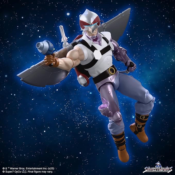 Super7 ULTIMATES! SilverHawks Condor (Toon) - 7" SilverHawks Action Figure with Accessories - Classic Cartoon Collectibles and Retro Toys