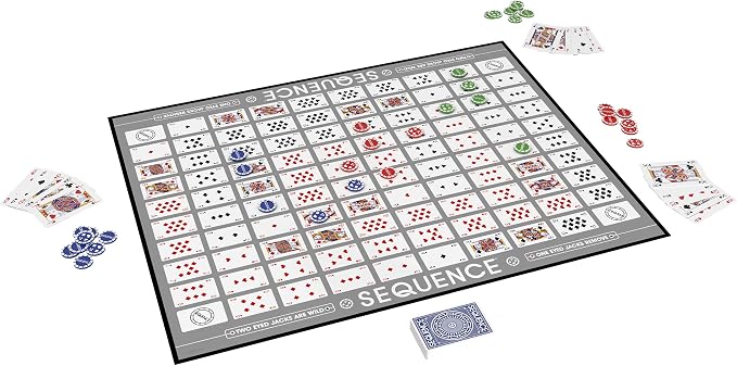 Sequence Premium Edition - Stunning Set with Giant Board (20.25 x 26.25 inches), Exclusive Chips and Deluxe Cards by Goliath, Blue, for Ages 7+