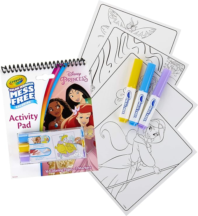 Crayola Color Wonder Disney Princess Coloring & Activity Pad, Mess Free Coloring, Gift for Kids, Age 3, 4, 5, 6, Multi
